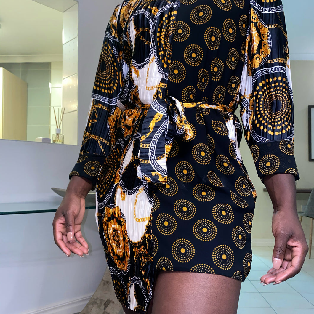 Khai Luxe Mixed Dress W/ Belt