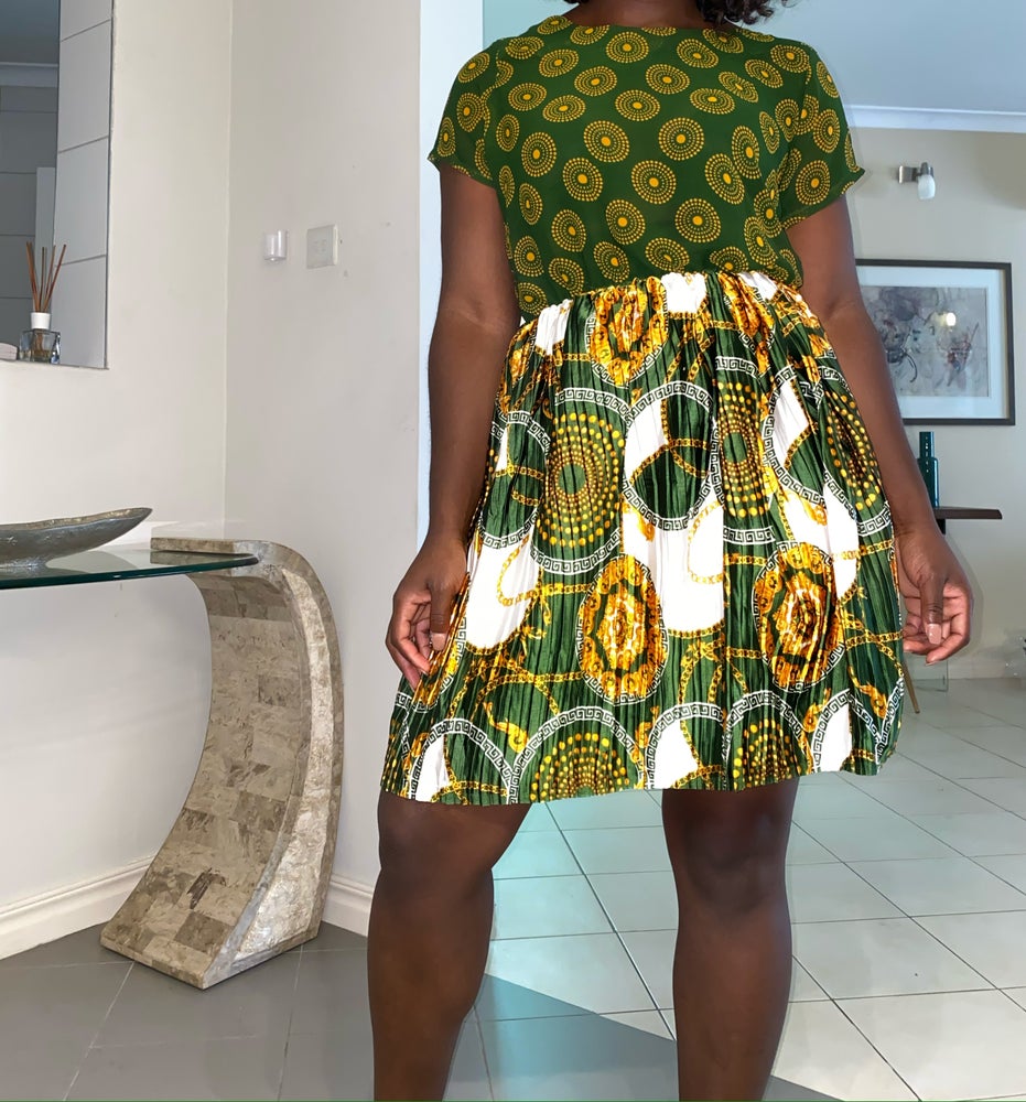 Khai Luxe Pleated Short Sleeve Zip Dress