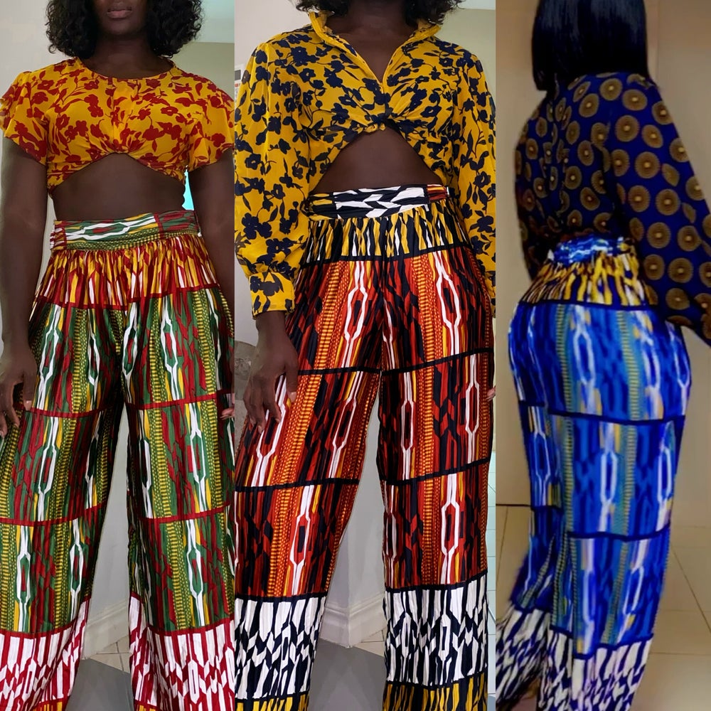 Khai Luxe Pleated Kente Pants Set