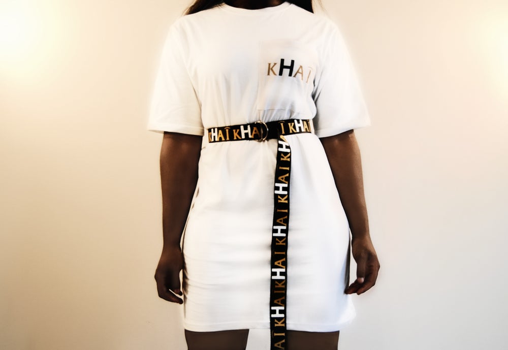 Khai white Oversized big logo T-shirt Dress