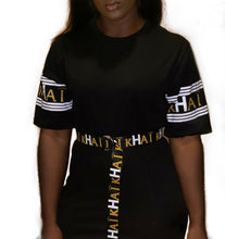 Load image into Gallery viewer, Khai Black Oversized logo on arm T-shirt Dress
